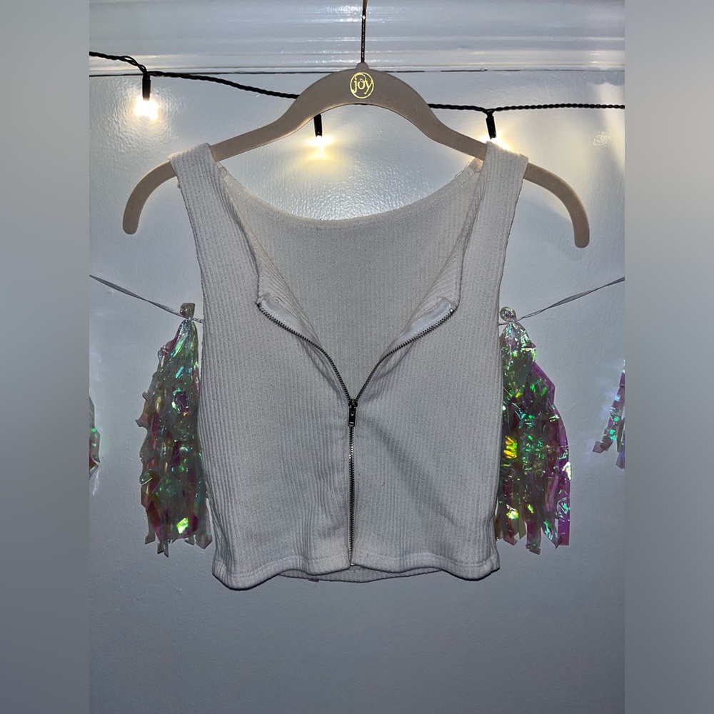 Pacsun White Zipper Top